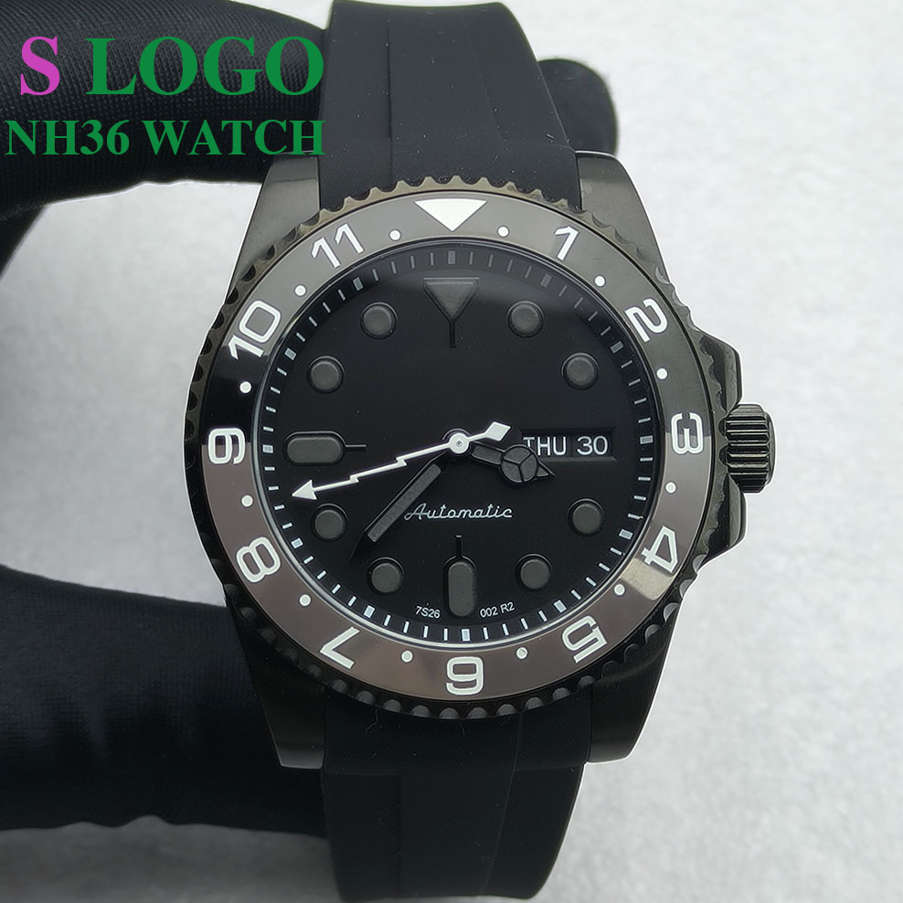 Open Heart Watch - 40MM NH36 Watch Black Men's Stainless