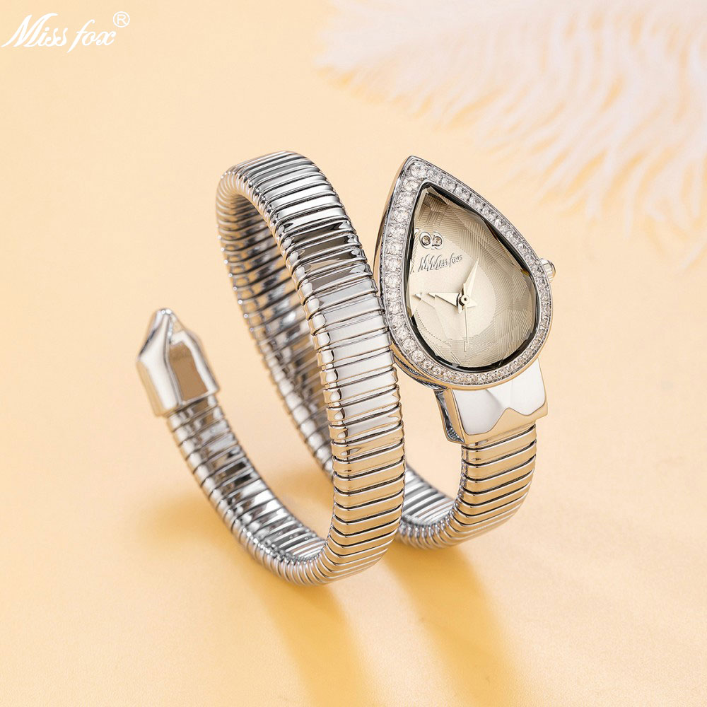 Luxury Watch Index - MISSFOX Snake Shape Diamond Watch For